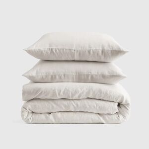 QUINCE European Linen Duvet Cover Set King/Cal King Sand 6846